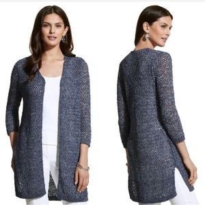 Brand New Chico’s Blue Halle Waffle Knit Cardigan - Size  8